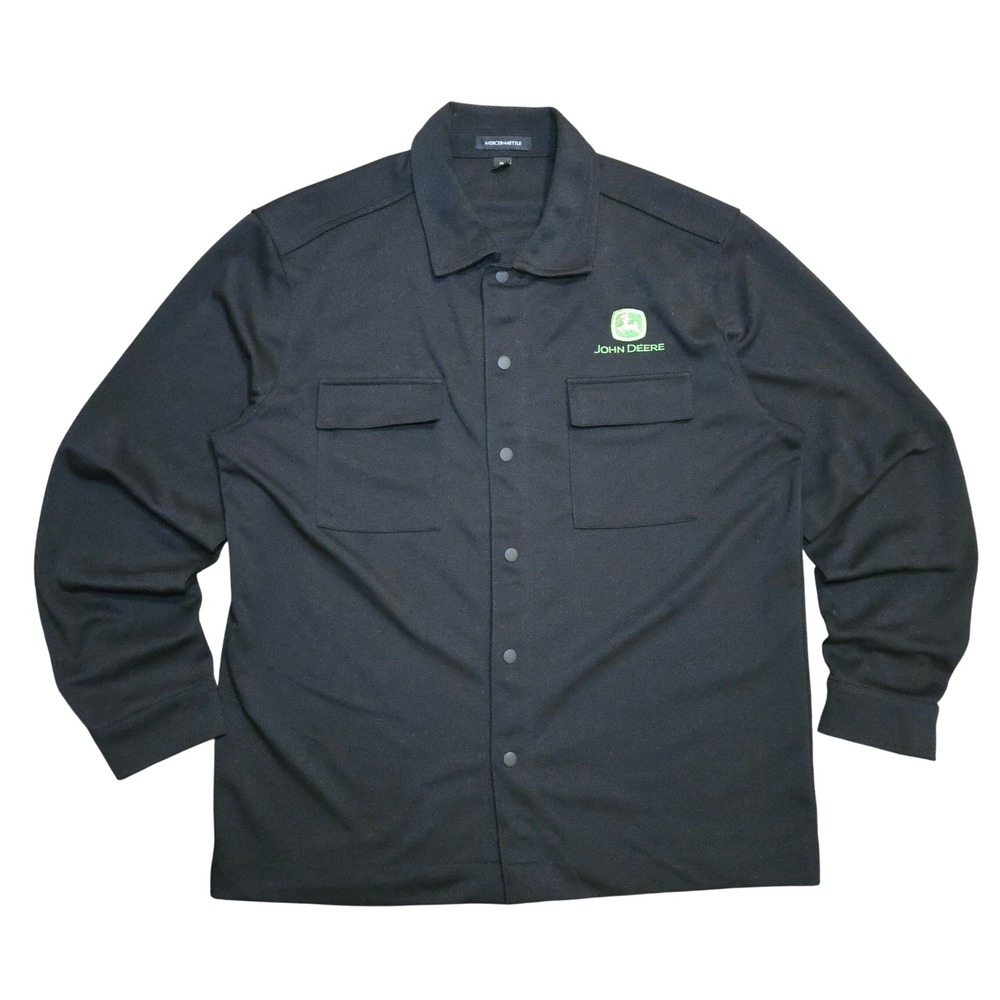 Mercer+Mettle John Deere Mens XL Black LS EUC Button Shirt USA Snap Pockets Work